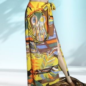 Neon for Macy's Impulse Faux Sarong Wrap Owl Vacation Skirt